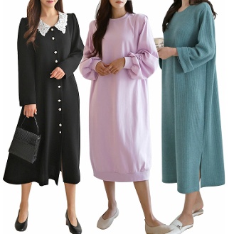 마미누리 빅사이즈 원피스 오피스룩 하객 정장 임부복 데님 쉬폰 맨투맨 오버핏 롱원피스