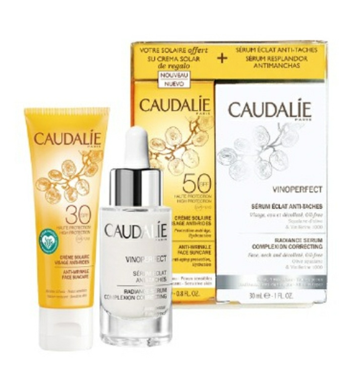 caudalie vinoperfect serum 30ml and spf50 suncare duo 25ml