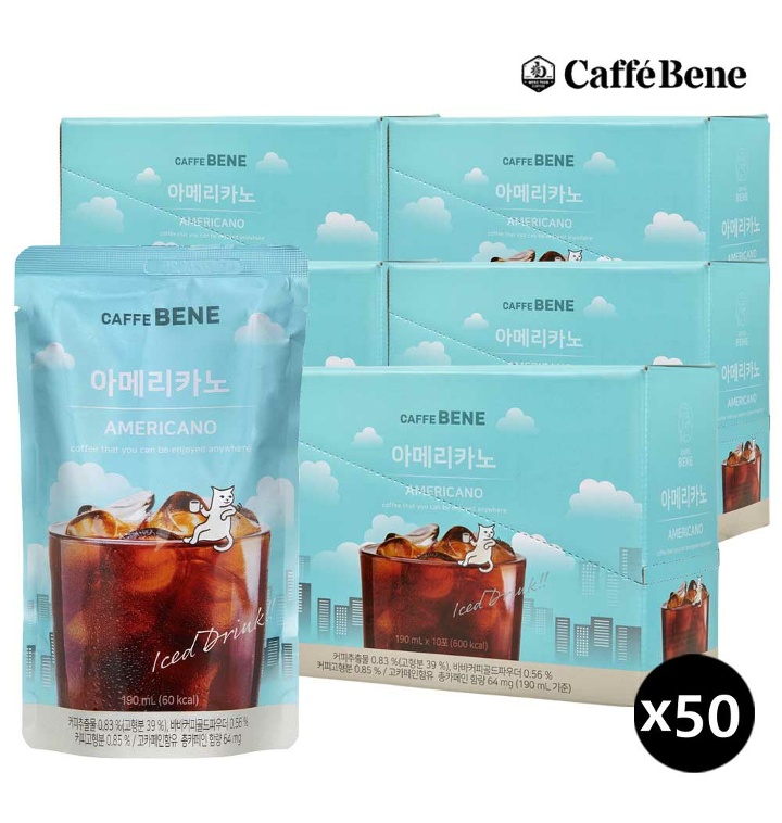 카페베네 커피파우치 아메리카노 190ml X 50개 파우치음료 아이스 액상음료 시원한 아이스팩 편의점커피 - 티몬 카페베네 커피파우치 아메리카노 190Ml X 50개 파우치음료 아이스 액상음료 시원한 아이스팩 편의점커피 - 티몬