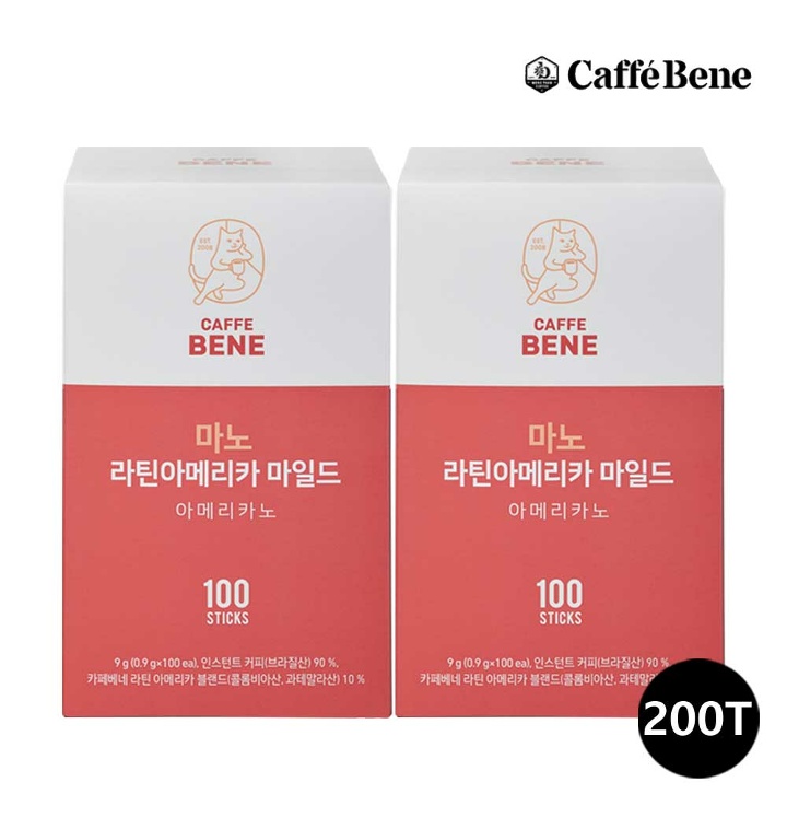 카페베네 마노 라틴아메리카 마일드 100T X 2개(총200T) 스틱 원두커피 로스팅 대용량 인스턴트커피 - 티몬 카페베네 마노 라틴아메리카 마일드 100T X 2개(총200T) 스틱 원두커피 로스팅 대용량 인스턴트커피 - 티몬