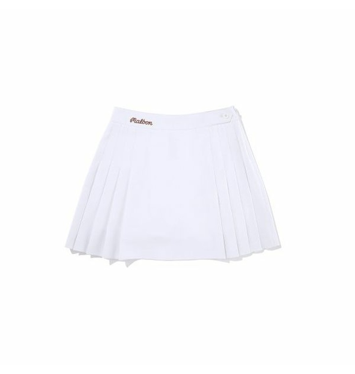 MALBON GOLF 말본 사이드 플리츠 스커트 WHITE Side Pleats Skirt - 티몬