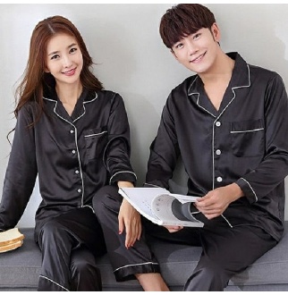 킹세븐 실크 커플 잠옷 긴팔잠옷