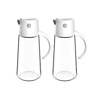 자동열림 유리 양념병 오일병 (대-화이트) 650ml 2개