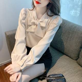새틴 셔츠 리본 블라우스 긴팔 바스락 면접 남방