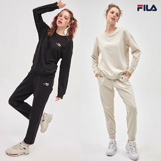 [코튼80%] FILA 휠라 여성 코튼 맨투맨팬츠2세트+트래블백1종