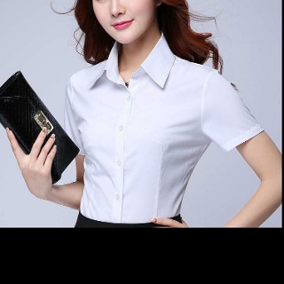 흰색 블라우스 반팔 오버핏 프릴 기본 남방 롱