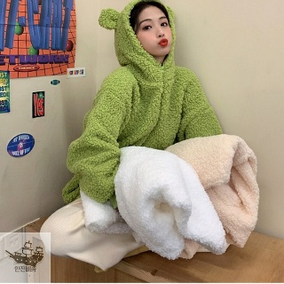 여성 후리스 집업 후드집업 점퍼 플리스 곰돌이점퍼 T
