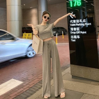 수젠 크롭탑 바지 스판 상하의세트 SH-200313 상하세트 티셔츠바지 여자복세트 여자투피스 여성투피스