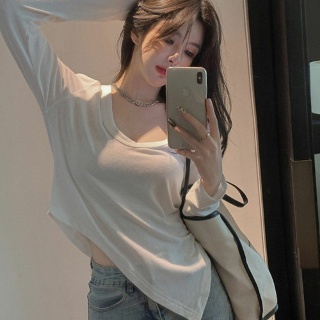 여자 언발란스 U넥 긴팔티 SH-500227 여성패션티셔츠 여성티셔츠 여성봄티셔츠 언발란스긴팔티 패션긴팔티