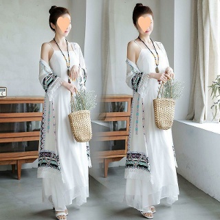 해변 여름 보헤미안 복고풍 가디건 휴양지 비치 커버업 비키니커버업 비치웨어 리조트 롱