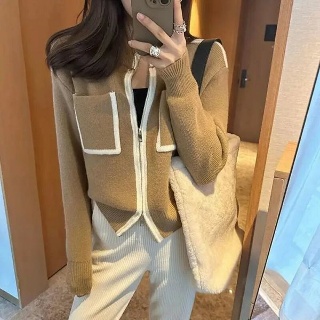 크롭가디건 여름가디건 여자 여성 봄 볼레로 Xpqbb 여성용 패션 니트 카디건, 더블 오픈 지퍼 스웨터 코트