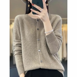 크롭가디건 여름가디건 여자 여성 봄 볼레로 Aliselect 의류 메리노 울 스웨터, O-넥 긴팔 용수철,