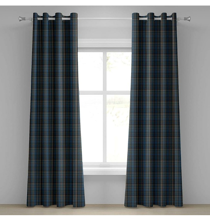 Lunarable Plaid Grommet Curtain Striped Geometric British P