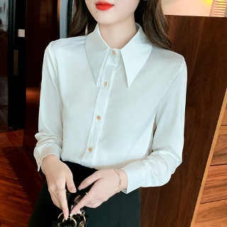 에네로 레이스블라우스 화이트 셔츠 면접 가을 새틴 봄 이너 오피스 긴팔 UNO1