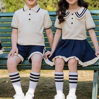 크림베이지 라인포인트 반팔 하복세트 유치원 합창단