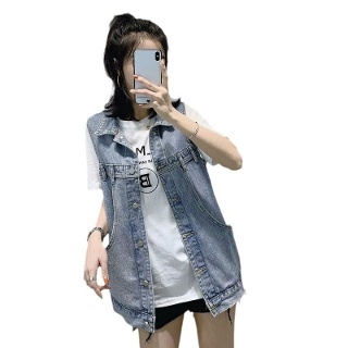 여성 봄가을 루즈핏 베스트 오버핏 데님조끼 민소매