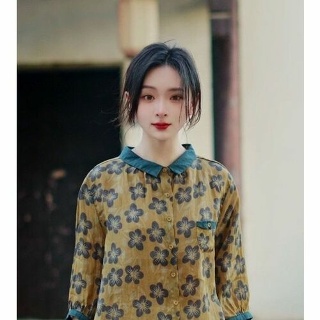 에네로 데님셔츠 여성 무지 봄 가을 앤티크 칼라 잔꽃 모시 남방 암막 오픈 셔츠 UNO2