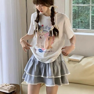 프릴스커트 주름치마 여성 쉬폰 플레어 스커트 Deeptown 프릴 일본 스타일 미니 스커트귀여운 큐티코어 여