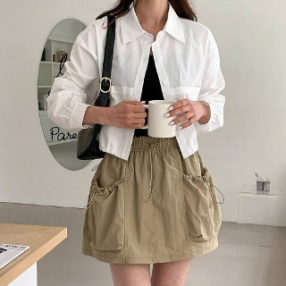 도라 스트링 카고 미니 스커트 치마