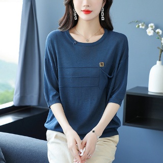 뚜에스틸로 여성 여름 티셔츠 엄마 중년 50대 60대 시크 아이스 니트 반팔 가디건 ADOR2