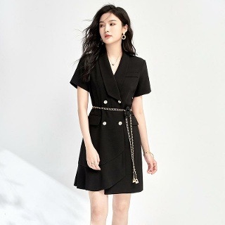 심천 동백 블랙 결혼식하객룩 정장 여성 오피스 출근룩 원피스