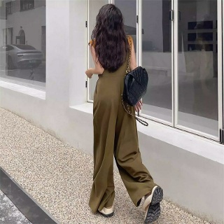 여성 여름 점프슈트 와이드 멜빵바지 데님 S~5XL 찢청 그린 블랙