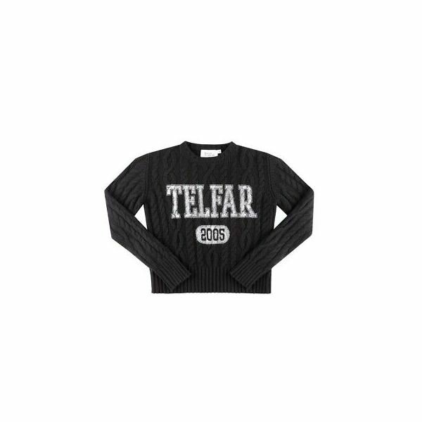 Telfar Wool and Cashmere Logo Cable Knit Thumbhole Sweater - - 티몬
