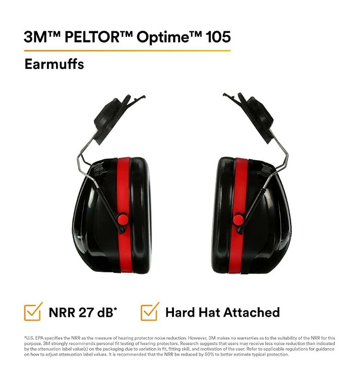 3M PELTOR Optime 105 귀마개 H10P3E 두꺼운 햇 부착 - 티몬